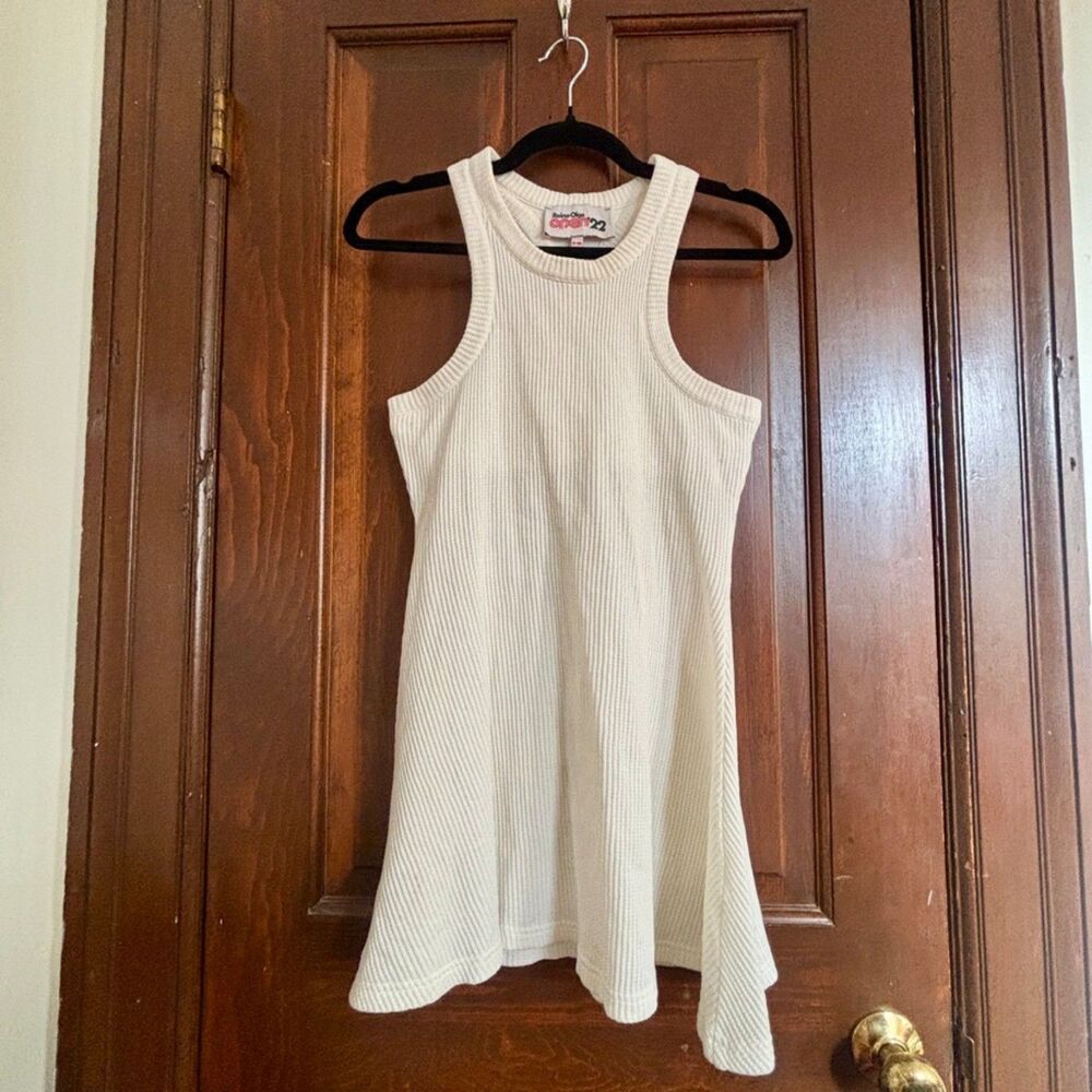 Reina Olga Steffi Waffle Knit Cotton Tennis Minidress Racerback White S/M